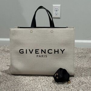 Givenchy Beige and Black Canvas G Tote Medium